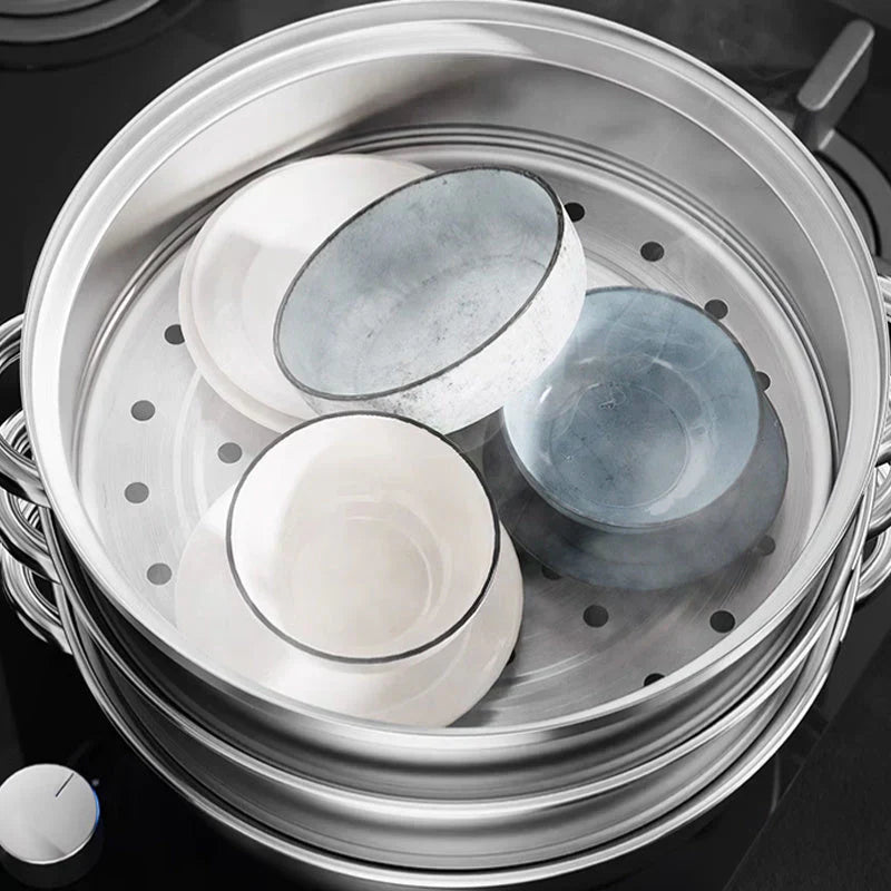 STEAMPRO – 3-Tier Stainless Steel Steamer with Clear Glass Lid 7