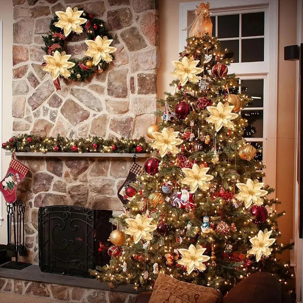 GLITZBLOSS – Glitter Flower Ornaments for Elegant Holiday Decoration