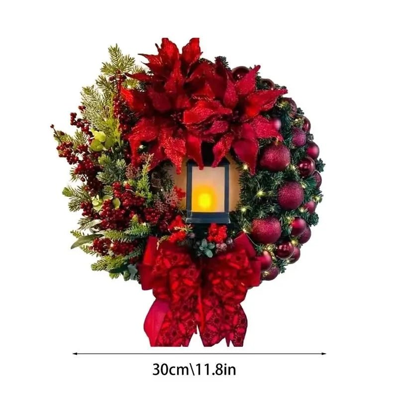 WREATHLUME – Christmas Lantern Wreath with Ornaments & Cozy Glow
