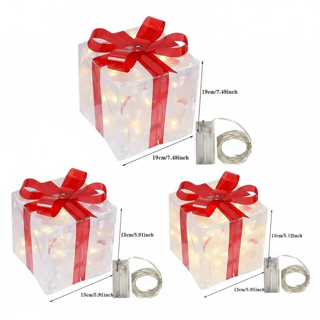 GLIMBOX – Illuminated Christmas Gift Box Ornament with 100 LED Lights for Holiday Decor