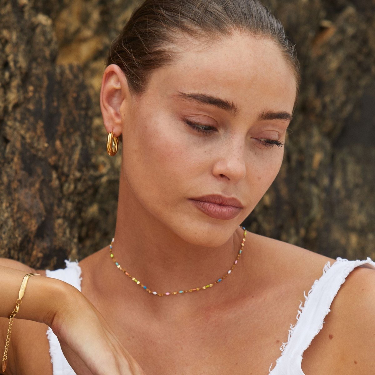 Selina Rainbow Choker Necklace - Hand-Painted, Waterproof, Durable Design 7