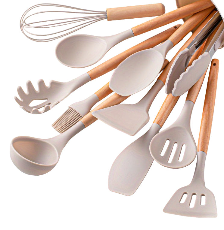 SilicoWare - 12-Piece Silicone Kitchen Utensil Set with Spatulas & Ladle 0