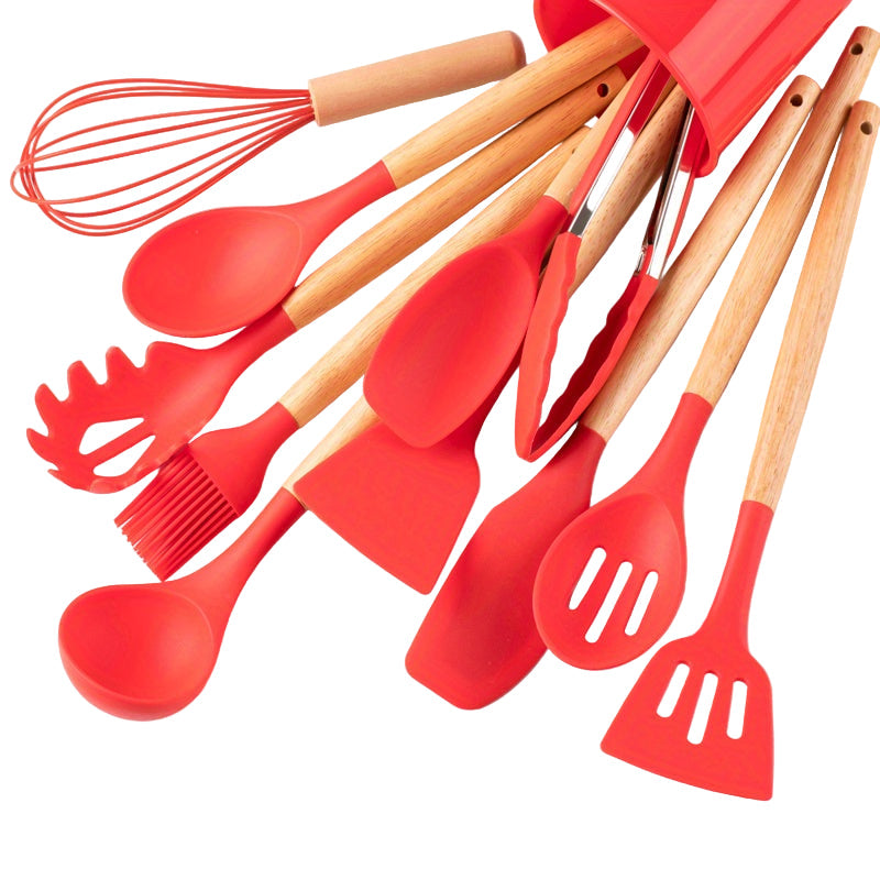 SilicoWare - 12-Piece Silicone Kitchen Utensil Set with Spatulas & Ladle 7