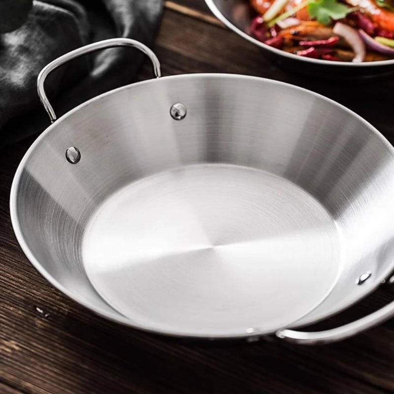 SizzleServe – Flat Stainless Steel Pan with Dual Fry Trays 0