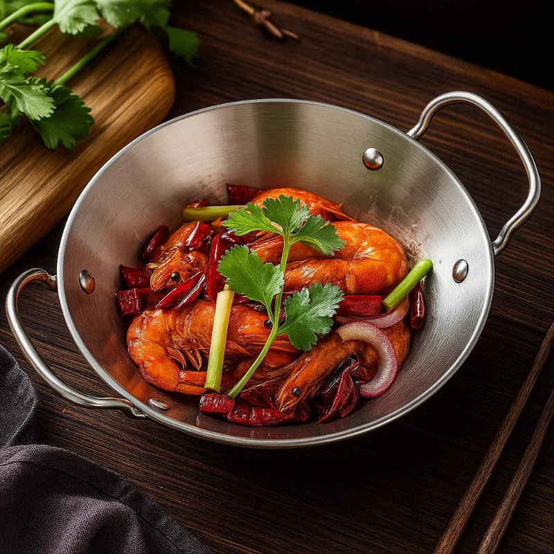 SizzleServe – Flat Stainless Steel Pan with Dual Fry Trays 1