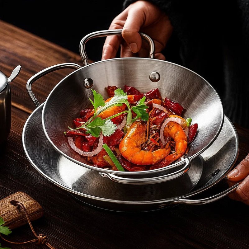 SizzleServe – Flat Stainless Steel Pan with Dual Fry Trays 5