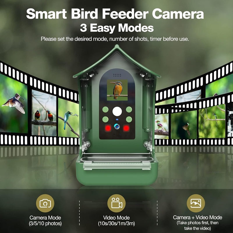 Smart Bird Feeder with 1080P HD Camera, PIR Motion Detection & Dual Troughs 5