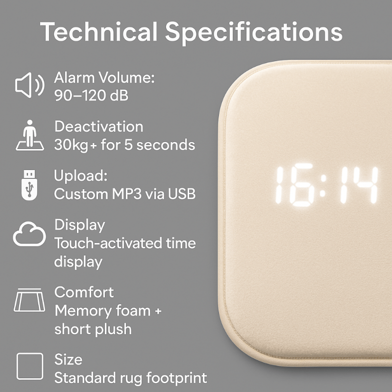 Smart Rug Alarm Clock - Soft Carpet Design for Heavy Sleepers with Vibration 3