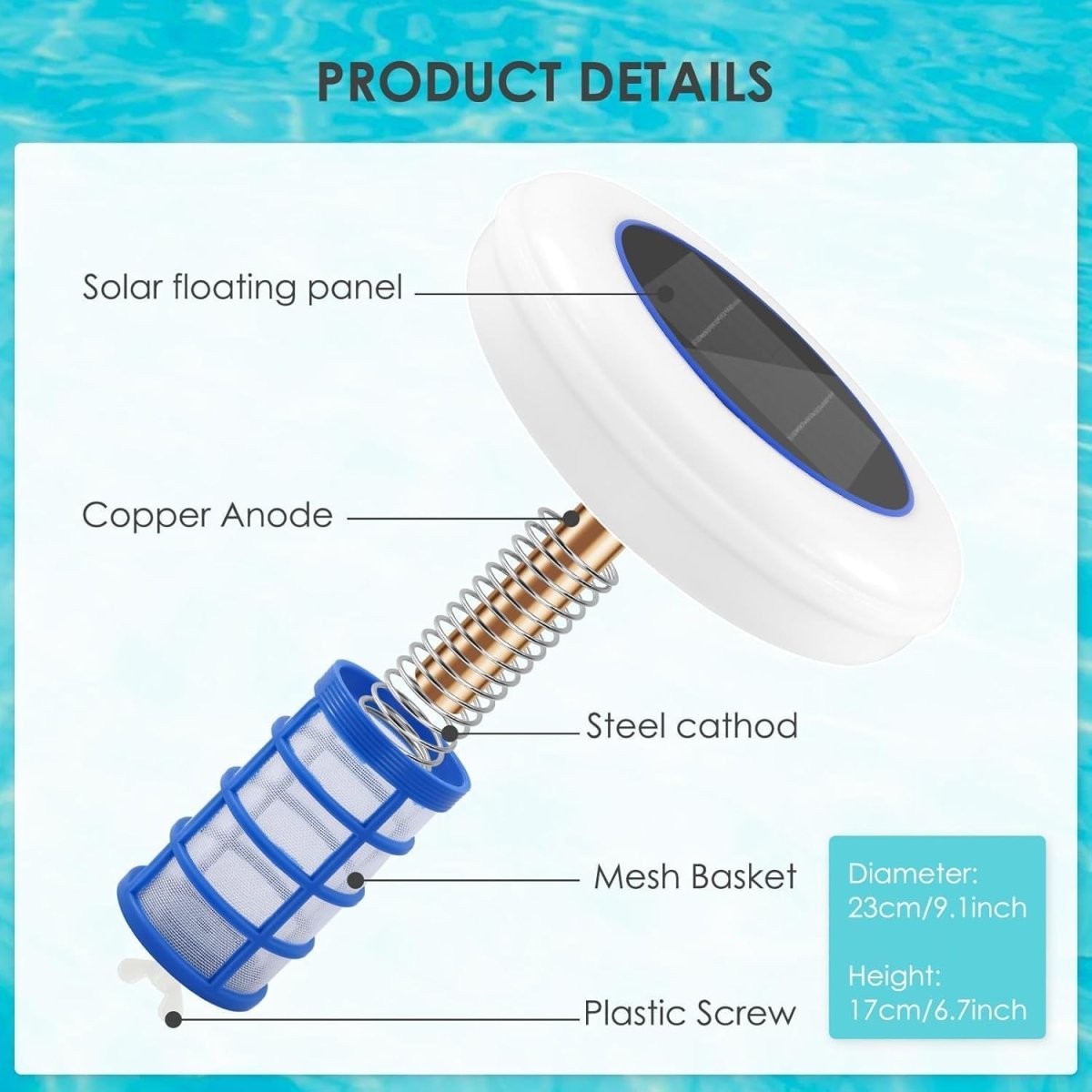 Solar Pool Ionizer with 7-Color LED – Eco-Friendly Water Purification for Pools