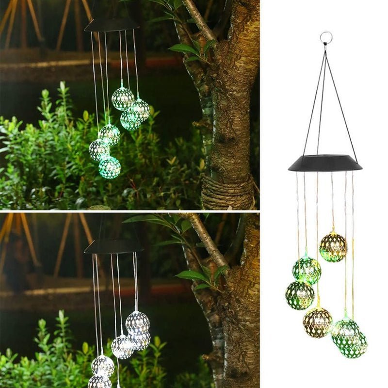 Zonnewindgong voor in de tuin gemaakt van metaal met LED-licht - Weerbestendig & Duurzaam