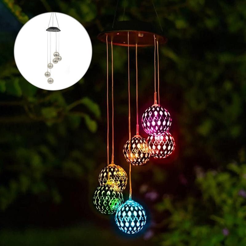 Zonnewindgong voor in de tuin gemaakt van metaal met LED-licht - Weerbestendig & Duurzaam