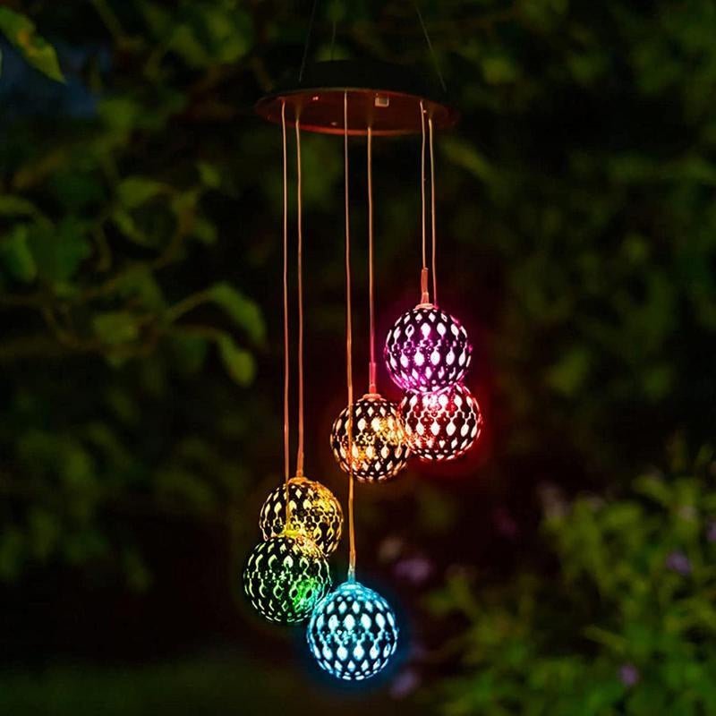 Zonnewindgong voor in de tuin gemaakt van metaal met LED-licht - Weerbestendig & Duurzaam