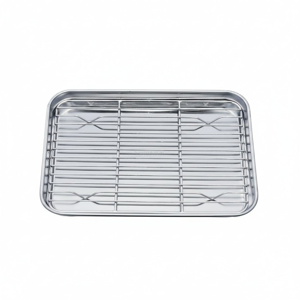 Stainless Steel Baking Tray Set with Removable Cooling Rack - Durable Baking Sheet Tray 8