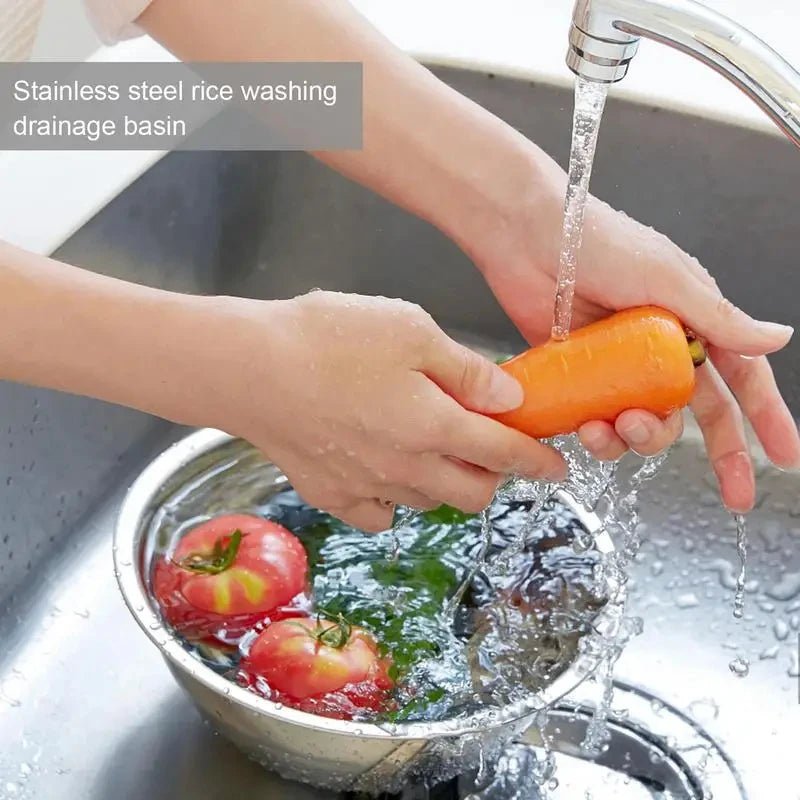 Stainless Steel Rice Washer & Strainer Bowl - Durable, Multi-Functional Kitchen Tool 3