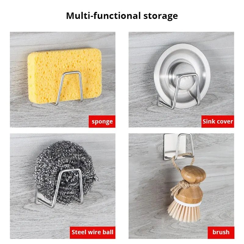 Stainless Steel Sink Sponge Rack - Space-Saving Kitchen Organizer for Sponges 1