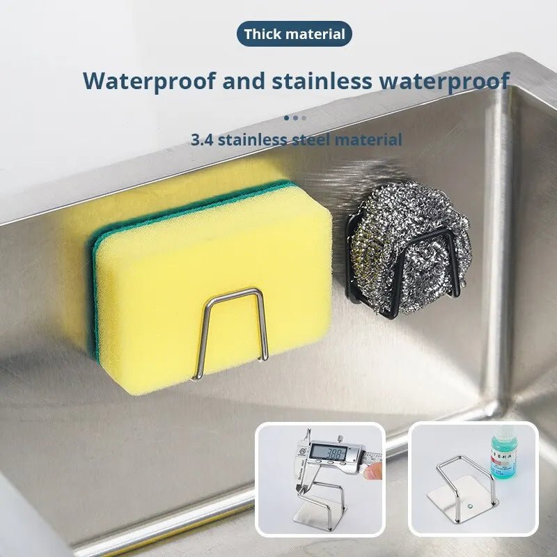 Stainless Steel Sink Sponge Rack - Space-Saving Kitchen Organizer for Sponges 2