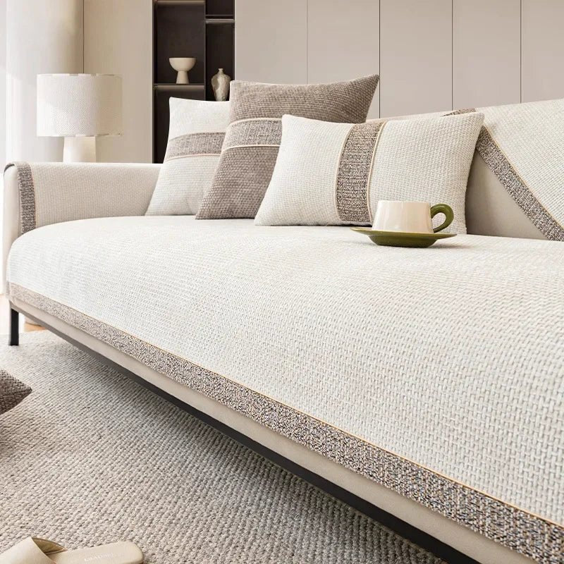 LINENLUX – Premium Linen Sofa Cover with Non-Slip Backing and Protective Fit