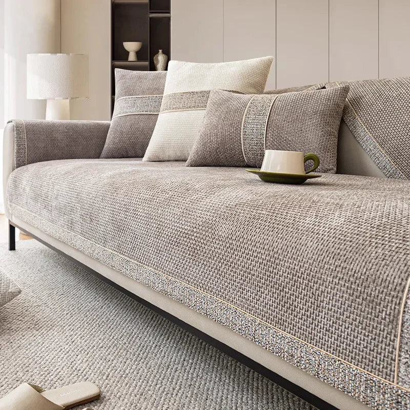 LINENLUX – Premium Linen Sofa Cover with Non-Slip Backing and Protective Fit