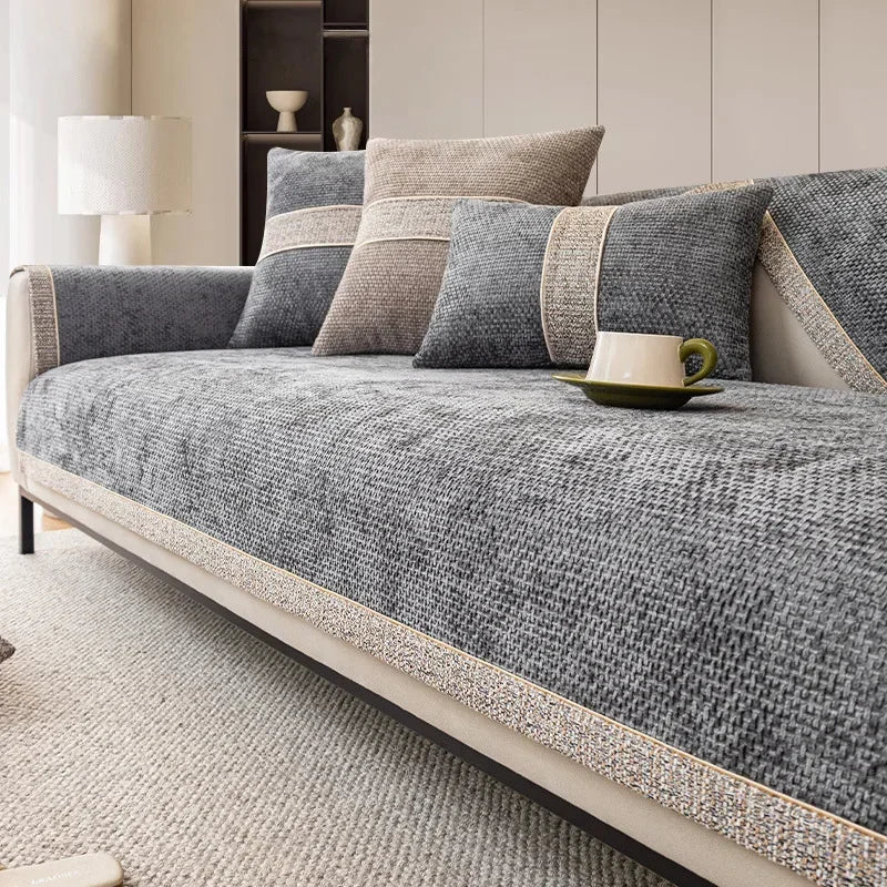 LINENLUX – Premium Linen Sofa Cover with Non-Slip Backing and Protective Fit
