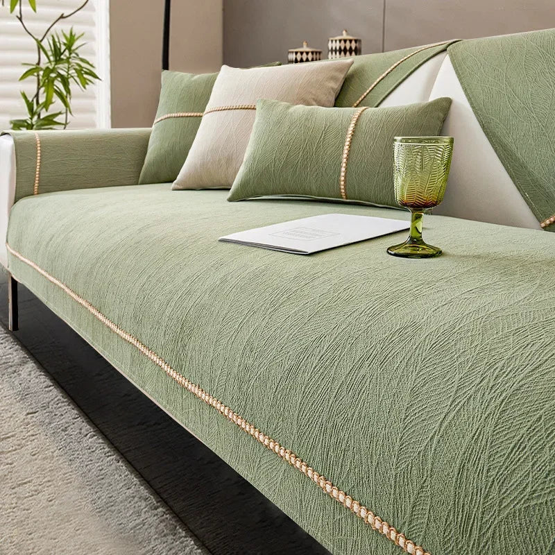 LINENLUX – Premium Linen Sofa Cover with Non-Slip Backing and Protective Fit