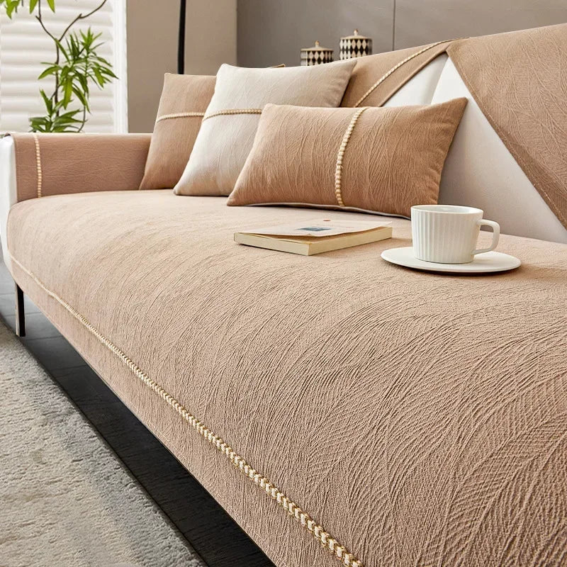 LINENLUX – Premium Linen Sofa Cover with Non-Slip Backing and Protective Fit
