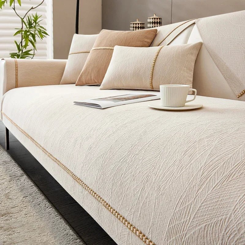 LINENLUX – Premium Linen Sofa Cover with Non-Slip Backing and Protective Fit
