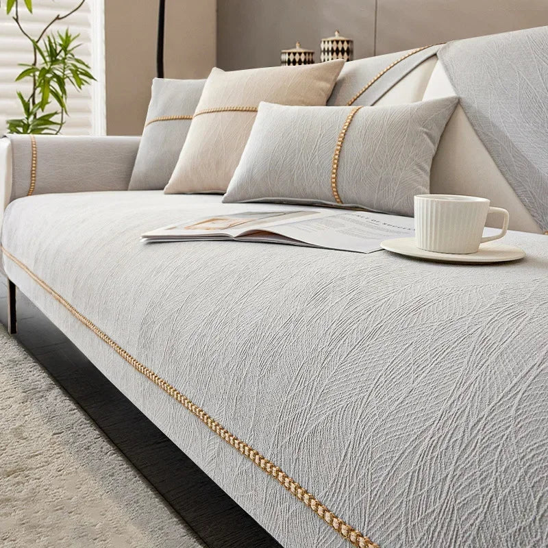 LINENLUX – Premium Linen Sofa Cover with Non-Slip Backing and Protective Fit