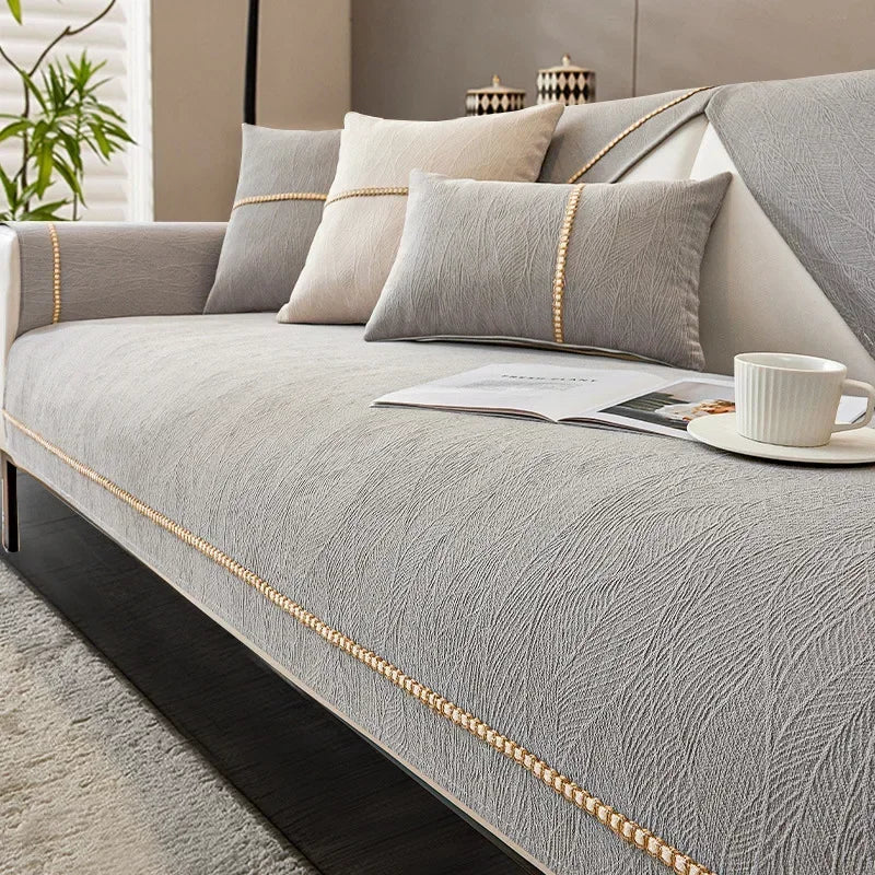 LINENLUX – Premium Linen Sofa Cover with Non-Slip Backing and Protective Fit