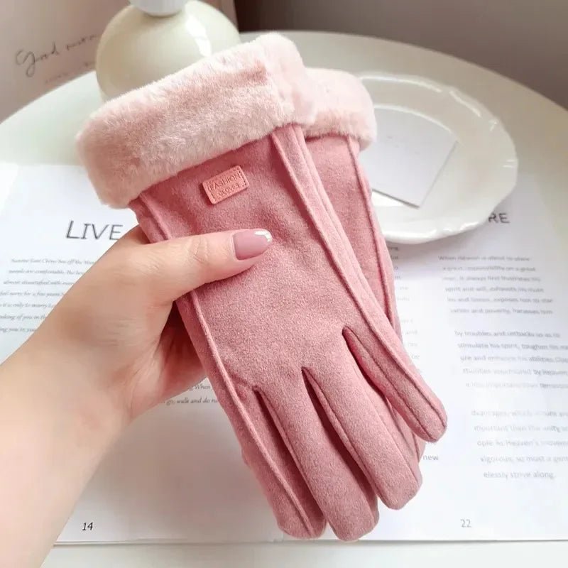 Stylish Winter Gloves for Women - Thick Plush Suede Touchscreen Mittens 3