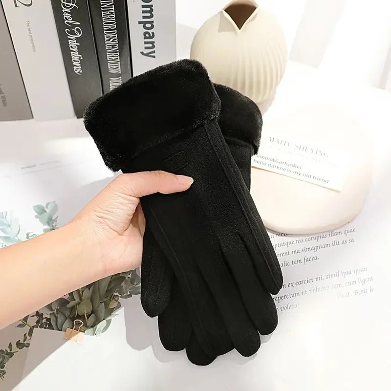 Stylish Winter Gloves for Women - Thick Plush Suede Touchscreen Mittens 6
