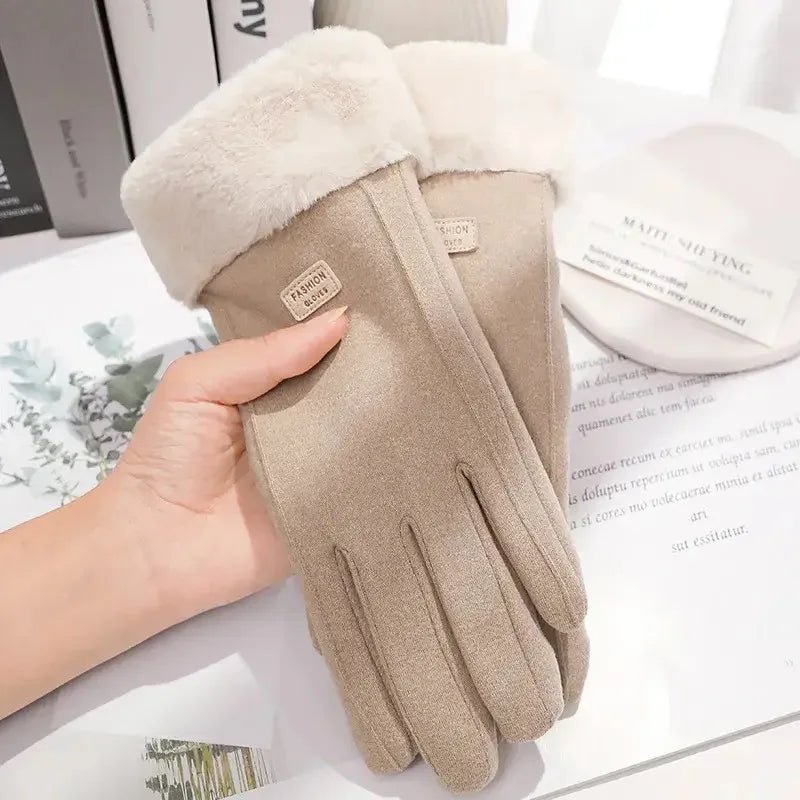 Stylish Winter Gloves for Women - Thick Plush Suede Touchscreen Mittens 7