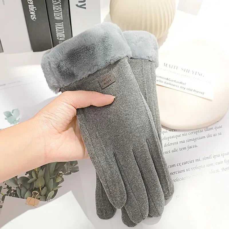 Stylish Winter Gloves for Women - Thick Plush Suede Touchscreen Mittens 8