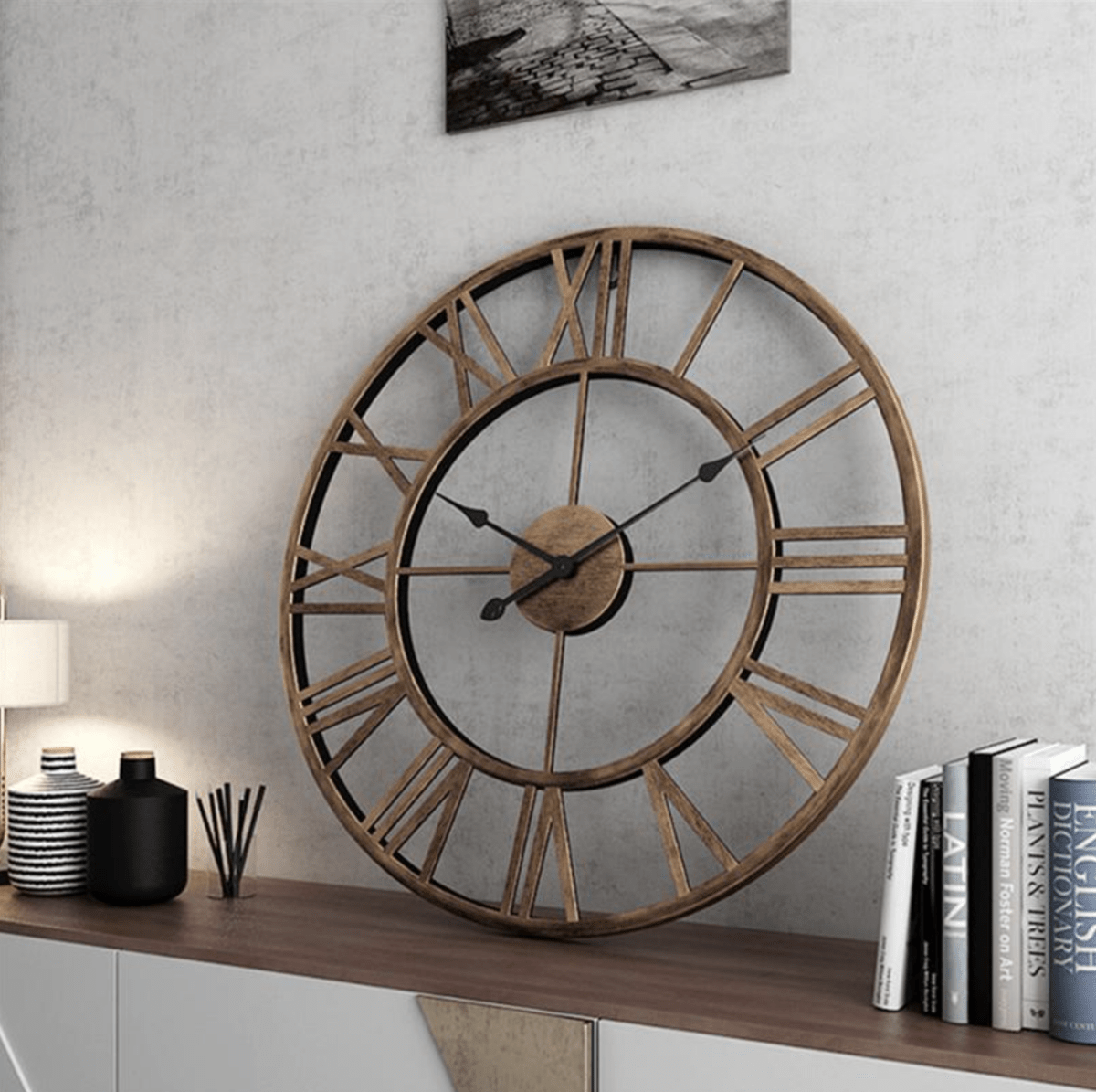 TEMPORIA – Skeleton wall clock made of wrought iron 40 × 40 cm with silent movement 1