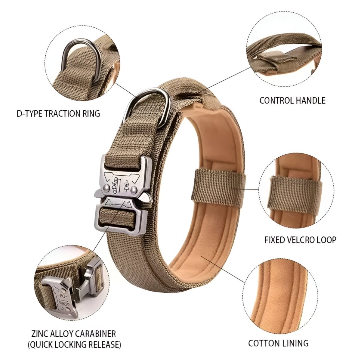 TacticalK9 - Adjustable dog collar set for adventures and daily training