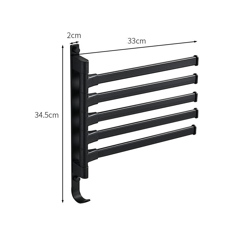 Tidyrack - Modern Matte Black Towel Rack with 5 Rotatable Arms for Space-Saving Storage 5