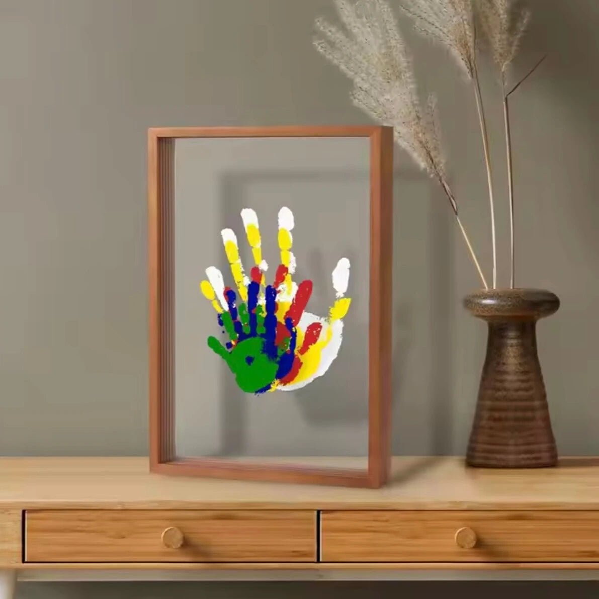 Tiny Hands Keepsake Frame | Capture Baby Handprints & Footprints | Safe Clay Memory Frame | Montessori Nursery Décor 0