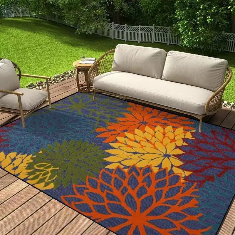 VIKAMA Modern Floral Outdoor Carpet Rug - Anti-Slip Decorative Mat for Indoor & Outdoor Use 3