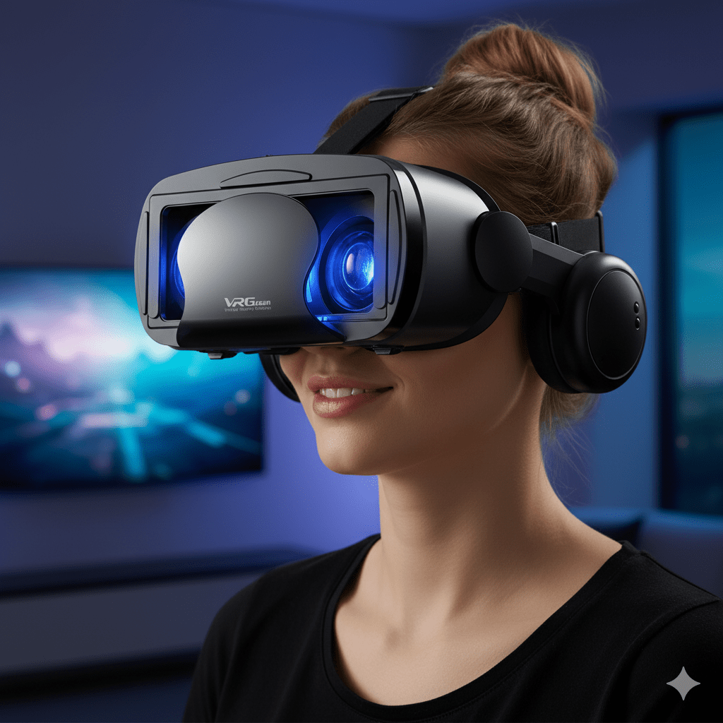 VISIAX 3D VR Headset with Headphones, Controller, and Wide Field of View