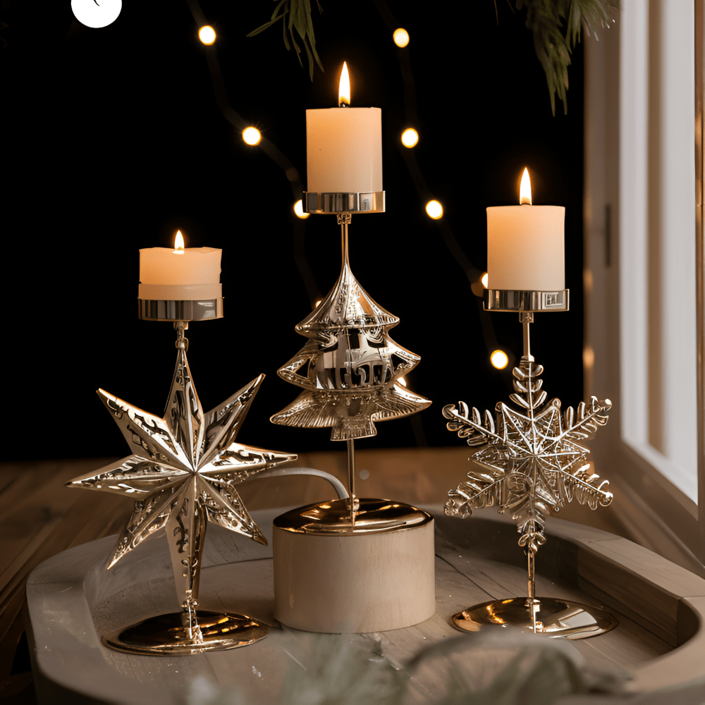 Vintage Gold Candle Holder – Elegant Christmas Candlestick Stand for Holiday Decor 1