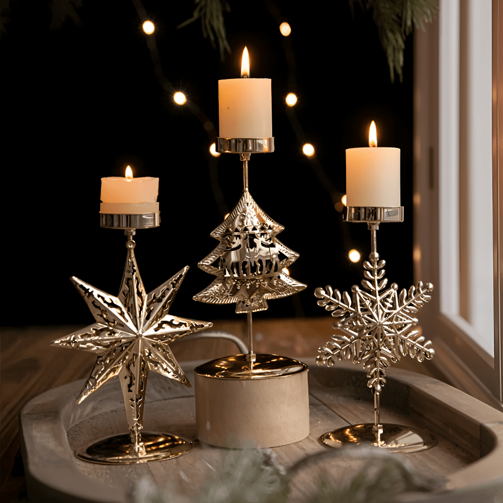 Vintage Gold Candle Holder – Elegant Christmas Candlestick Stand for Holiday Decor 2