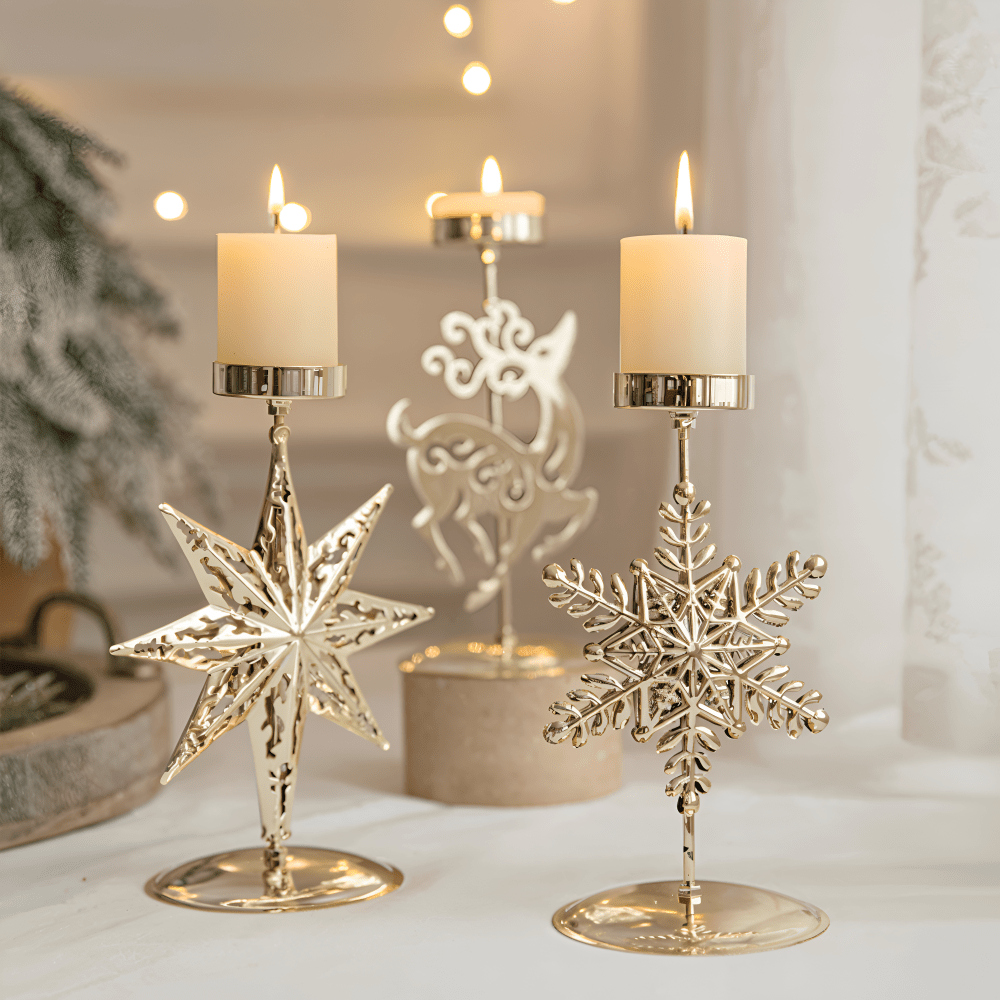 Vintage Gold Candle Holder – Elegant Christmas Candlestick Stand for Holiday Decor 4