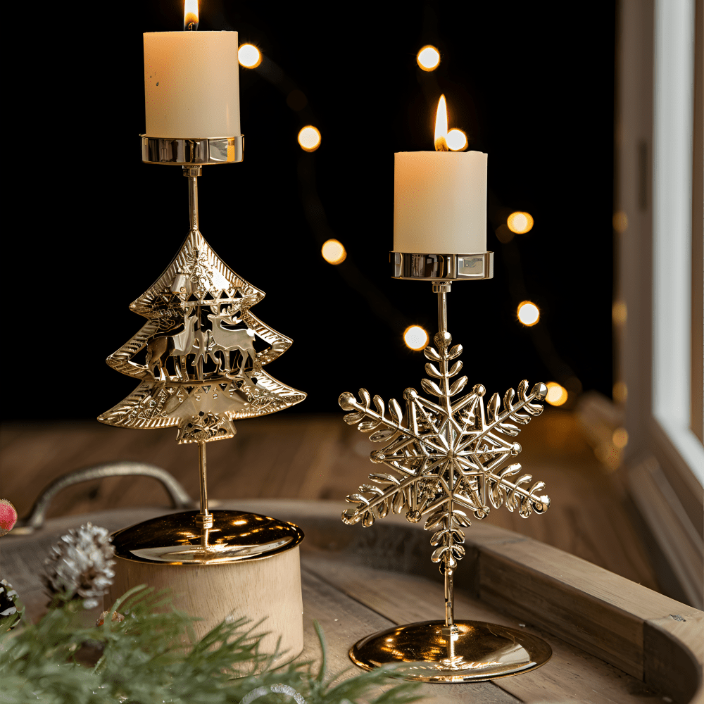 Vintage Gold Candle Holder – Elegant Christmas Candlestick Stand for Holiday Decor 5