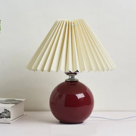 Vintage Table Lamp - Elegant Pleated Shade for Cozy Nightstand Lighting 0