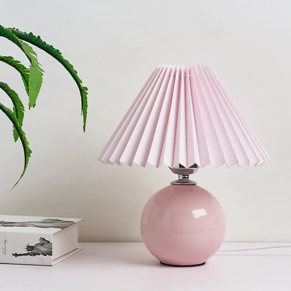 Vintage Table Lamp - Elegant Pleated Shade for Cozy Nightstand Lighting 1