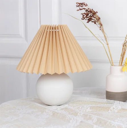 Vintage Table Lamp - Elegant Pleated Shade for Cozy Nightstand Lighting 10