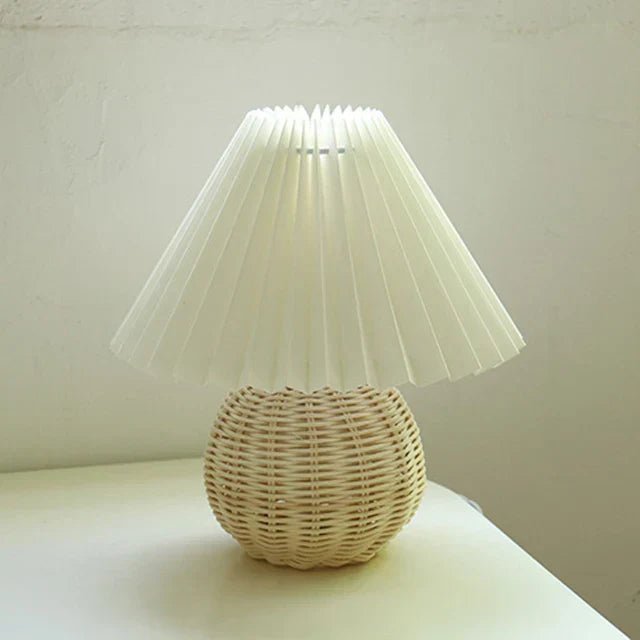 Vintage Table Lamp - Elegant Pleated Shade for Cozy Nightstand Lighting 11