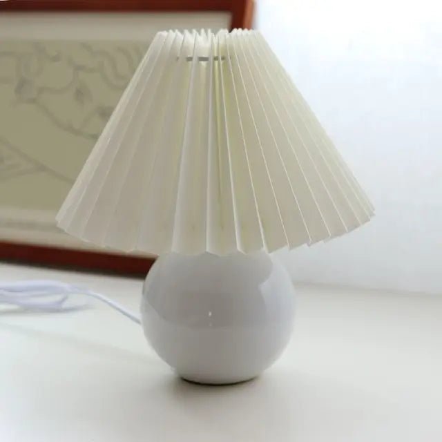 Vintage Table Lamp - Elegant Pleated Shade for Cozy Nightstand Lighting 13