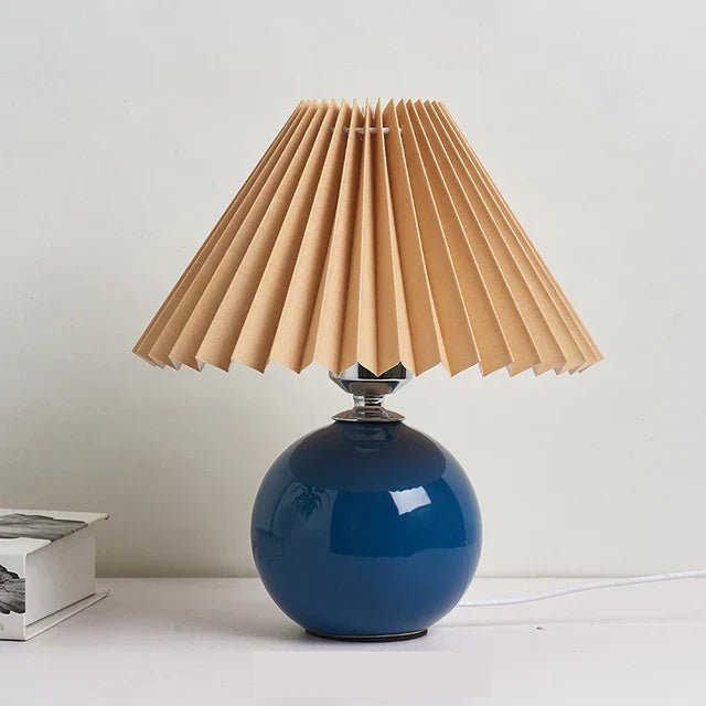 Vintage Table Lamp - Elegant Pleated Shade for Cozy Nightstand Lighting 2