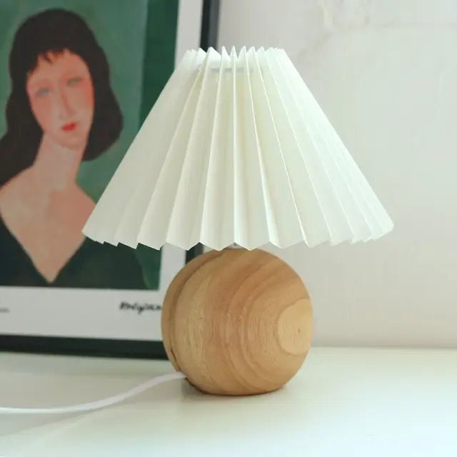 Vintage Table Lamp - Elegant Pleated Shade for Cozy Nightstand Lighting 4