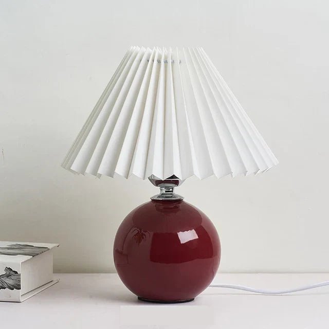 Vintage Table Lamp - Elegant Pleated Shade for Cozy Nightstand Lighting 5